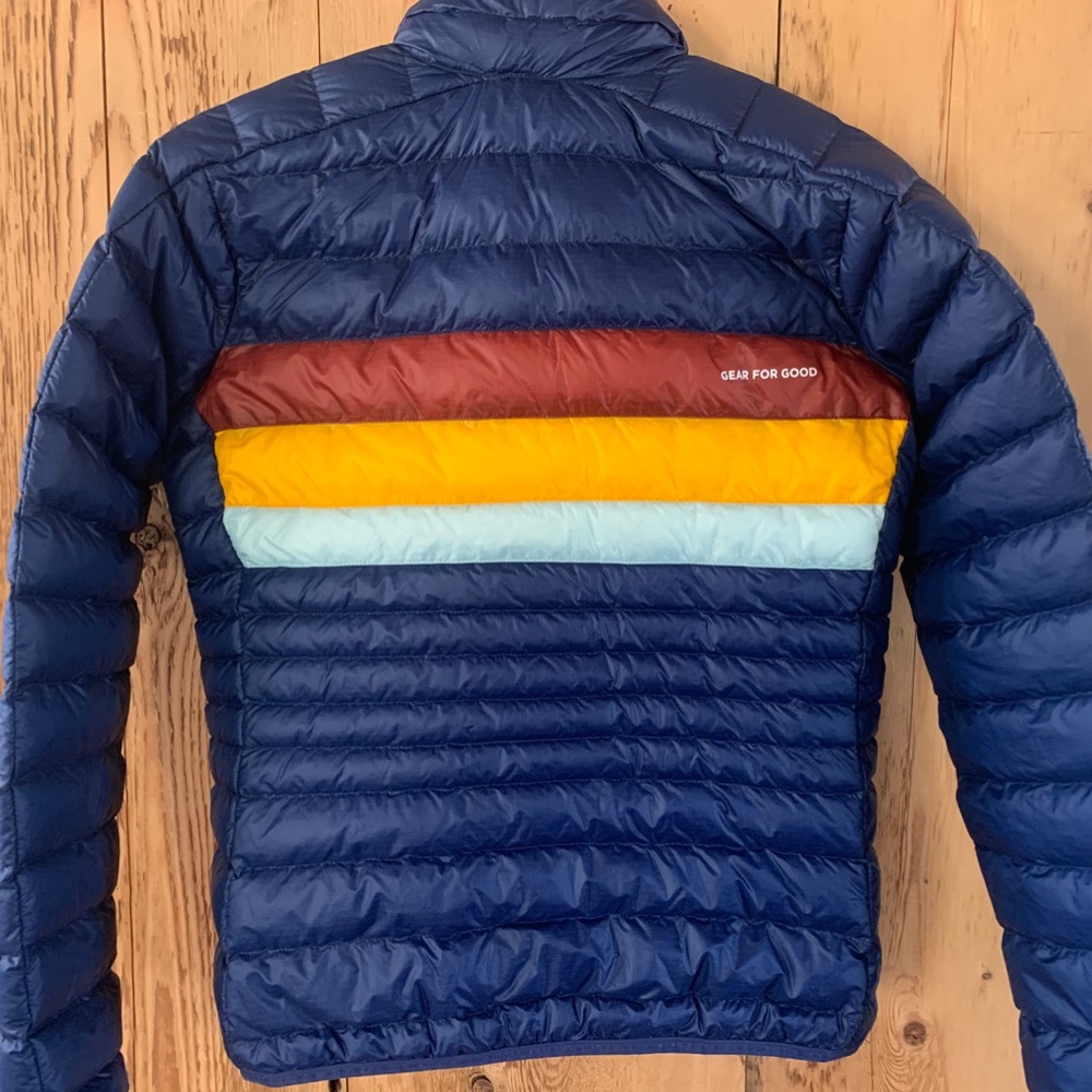 cotopaxi Navy Puffer Pullover with Red, Yellow & Light Blue Stripes - Picture 4 of 4